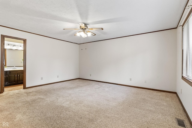 7426 N Carroll Rd, Indianapolis, IN 46236 - unfurnished room featuring ceiling fan, light colored carpet, and ornamental molding