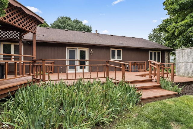 7426 N Carroll Rd, Indianapolis, IN 46236 - rear view of house featuring a deck and a shingled roof