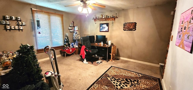 1619 Crest Ct, Indianapolis, IN 46214 - home office featuring ceiling fan, carpet, and baseboards