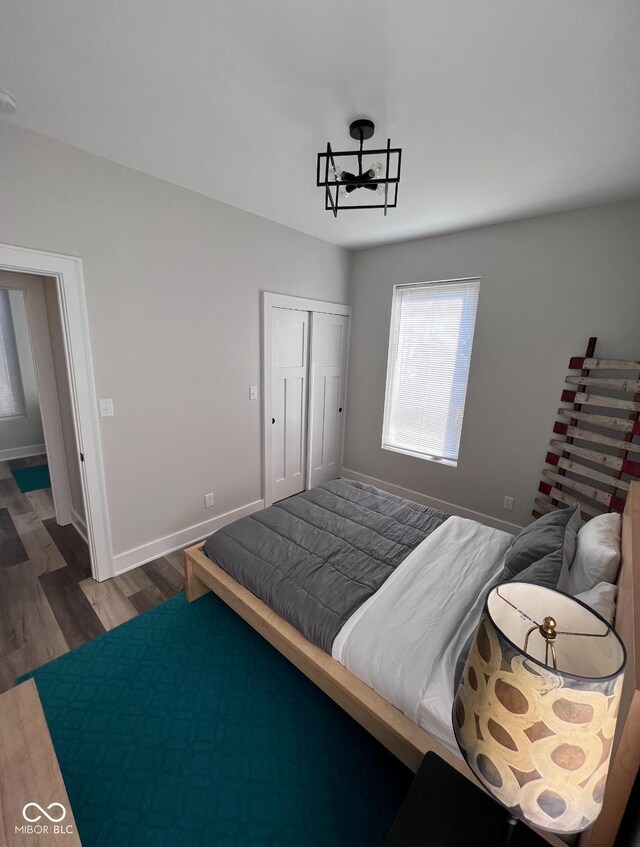 811 E Minnesota St, Indianapolis, IN 46203 - bedroom featuring wood finished floors, baseboards, and a closet