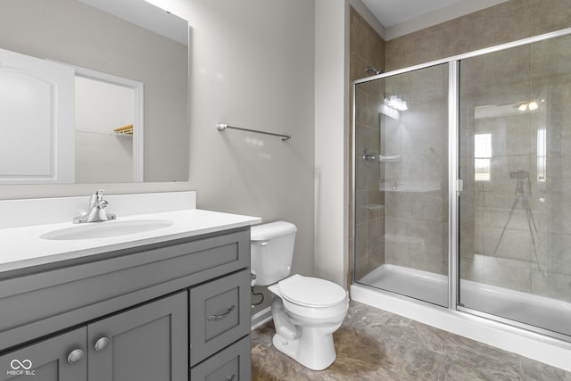 11815 Adair Pl, Indianapolis, IN 46229 - bathroom with toilet, vanity, and a shower stall
