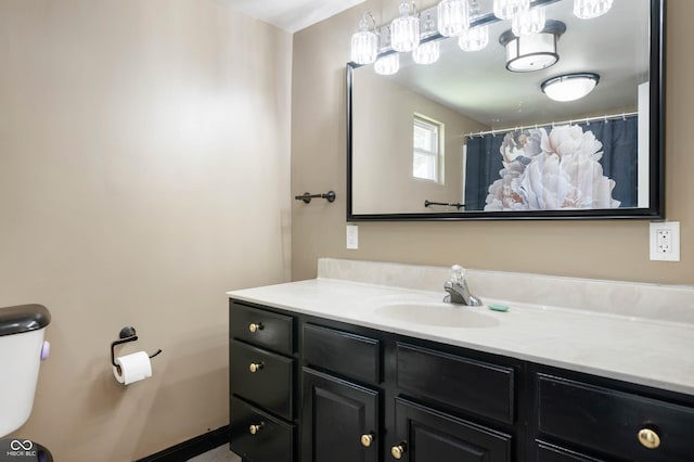 2618 High St, New Castle, IN 47362 - full bathroom featuring vanity, toilet, and a shower with curtain