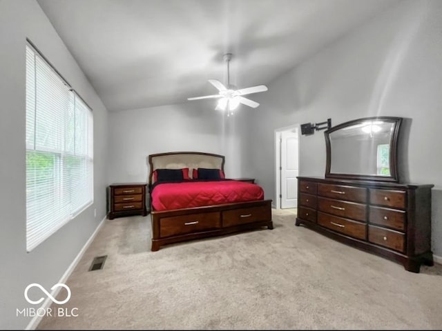 4689 Muscatine Way, Westfield, IN 46062 - bedroom featuring carpet, vaulted ceiling, ceiling fan, and baseboards