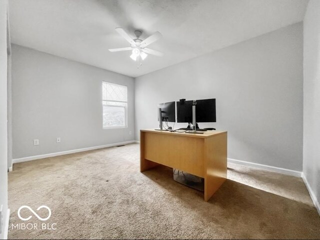4689 Muscatine Way, Westfield, IN 46062 - unfurnished office with carpet floors, baseboards, and ceiling fan