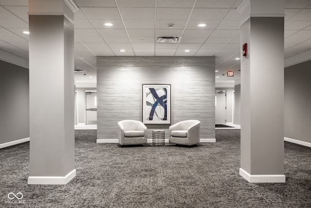 435 Virginia Ave Unit 106, Indianapolis, IN 46203 - building lobby featuring a paneled ceiling and recessed lighting