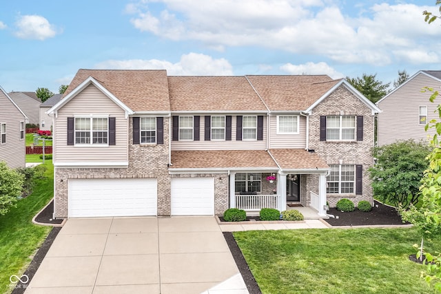 12994 Dekoven Dr, Fishers, IN 46037 - view of property featuring a porch, brick siding, concrete driveway, and an attached garage