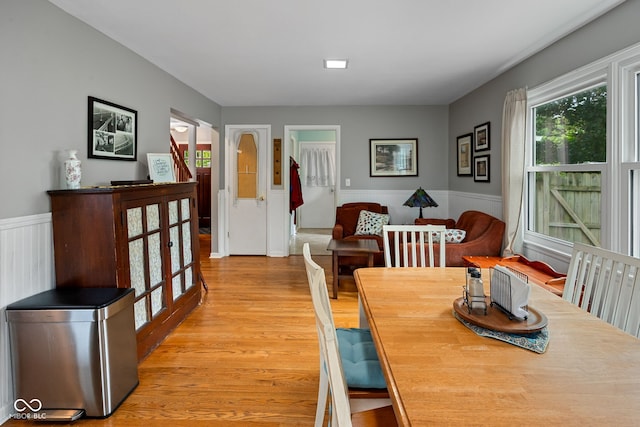 124 Knox Dr, West Lafayette, IN 47906 - dining room featuring light wood finished floors and wainscoting