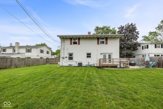 124 Knox Dr, West Lafayette, IN 47906 - rear view of house featuring a chimney, central air condition unit, french doors, and a patio