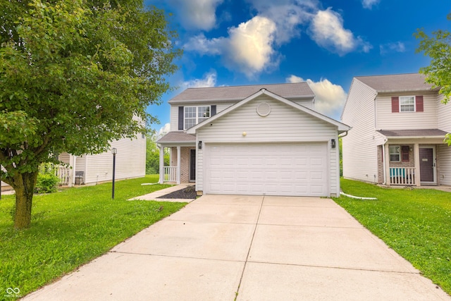 4056 Orchard Valley Ln, Indianapolis, IN 46235 - traditional-style house with concrete driveway, a front yard, and an attached garage