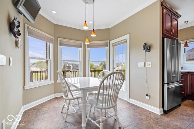 14711 Macduff Dr, Noblesville, IN 46062 - dining space featuring healthy amount of natural light, baseboards, crown molding, and recessed lighting