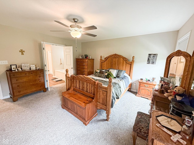 9903 Deep Royal Way, Indianapolis, IN 46239 - bedroom with light carpet, a ceiling fan, and ensuite bath