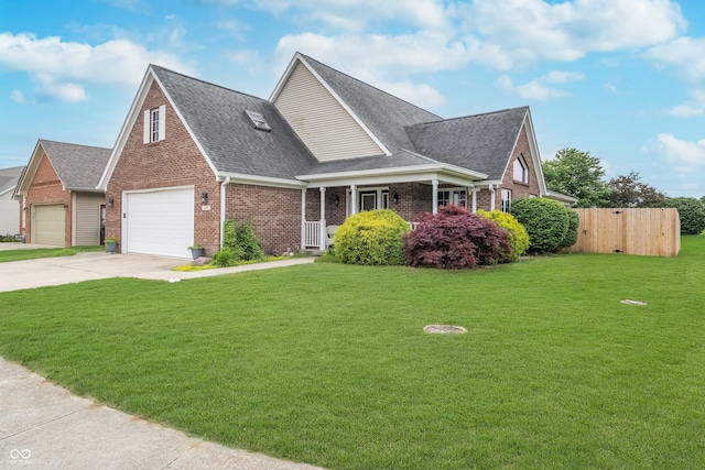 4399 Summerhaven Dr, New Palestine, IN 46163 - traditional-style home featuring brick siding, a shingled roof, concrete driveway, and covered porch