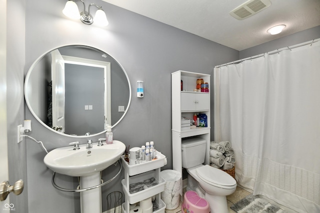 5758 N 900 W, Thorntown, IN 46071 - full bathroom with toilet, a shower with curtain, and tile patterned flooring