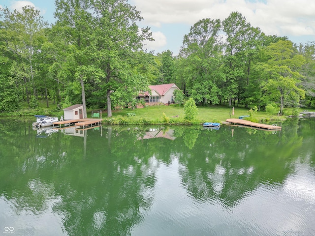 5821 Bittersweet Rd, Morgantown, IN 46160 - dock with a water view and a forest view