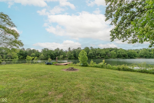 5821 Bittersweet Rd, Morgantown, IN 46160 - view of green lawn featuring a water view and a wooded view