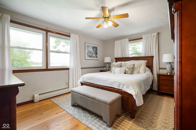 1495 E 240 N, Anderson, IN 46012 - bedroom with a baseboard heating unit, multiple windows, light wood-style flooring, and baseboards