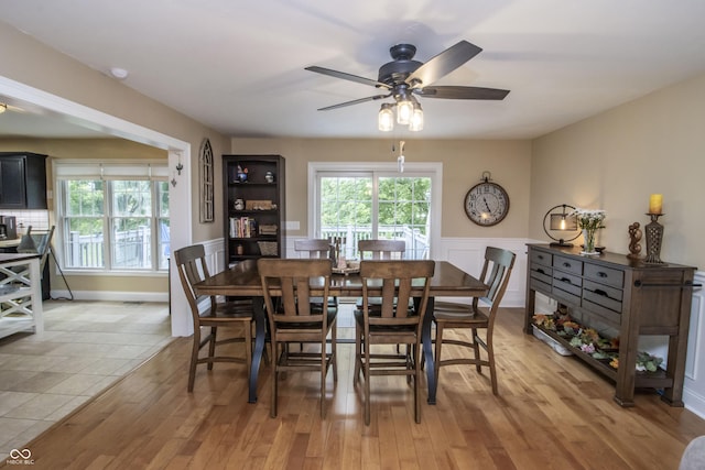 917 E Mill Creek Rd S, Greensburg, IN 47240 - dining room with a ceiling fan, plenty of natural light, and light wood finished floors