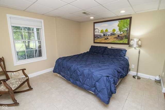 917 E Mill Creek Rd S, Greensburg, IN 47240 - bedroom with a paneled ceiling, baseboards, light tile patterned floors, and recessed lighting