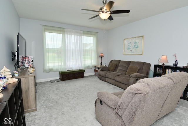 2330 Oak Dr, Clayton, IN 46118 - carpeted living area with a ceiling fan and baseboards