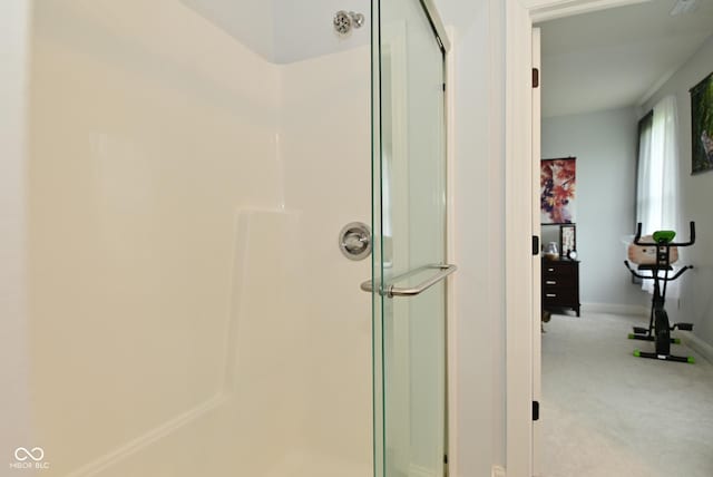 2330 Oak Dr, Clayton, IN 46118 - full bath featuring a shower stall and baseboards