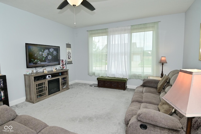 2330 Oak Dr, Clayton, IN 46118 - carpeted living area featuring ceiling fan and baseboards