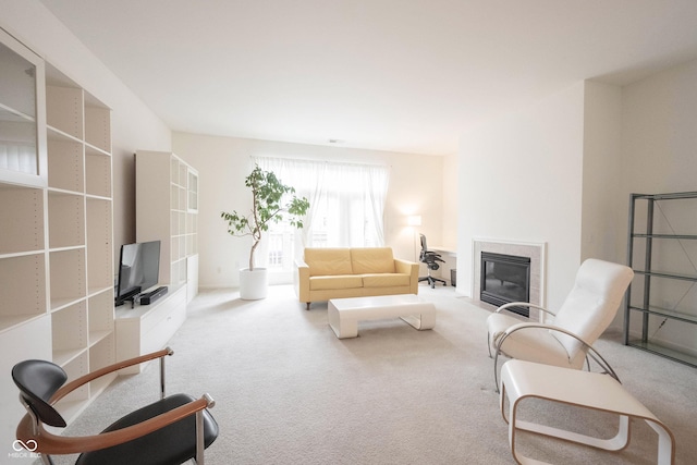 9117 Thoreau Ct, Fishers, IN 46037 - carpeted living room with a fireplace