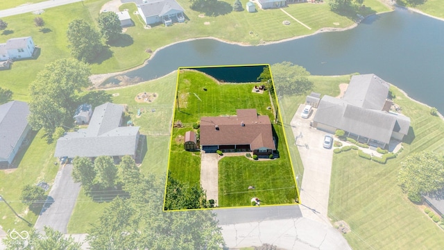 2137 W Bobwhite Dr, Scottsburg, IN 47170 - aerial view of property and surrounding area featuring property boundaries highlighted and a nearby body of water