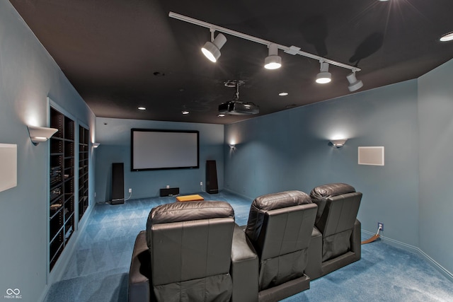 11065 Spice Ln, Fishers, IN 46037 - carpeted cinema room with baseboards and rail lighting