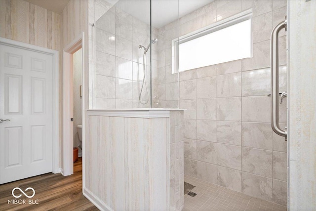 1539 Hazy Falls Blvd, Westfield, IN 46074 - full bathroom featuring a shower stall, wood finished floors, and toilet