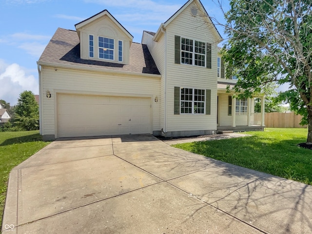 11753 Pawleys Ct, Indianapolis, IN 46235 - traditional-style house with concrete driveway, a garage, roof with shingles, and a porch