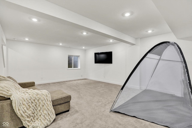 1364 Chatham Hills Blvd, Westfield, IN 46074 - living area with light colored carpet, recessed lighting, and baseboards