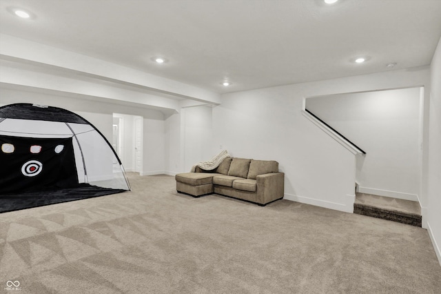 1364 Chatham Hills Blvd, Westfield, IN 46074 - sitting room featuring carpet flooring, stairway, recessed lighting, and baseboards
