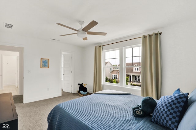 1364 Chatham Hills Blvd, Westfield, IN 46074 - bedroom with carpet floors, baseboards, ceiling fan, and connected bathroom