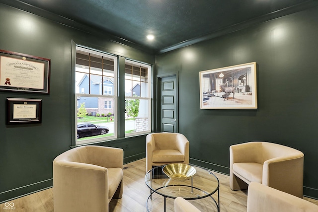 1364 Chatham Hills Blvd, Westfield, IN 46074 - living area with crown molding, baseboards, light wood-type flooring, and recessed lighting