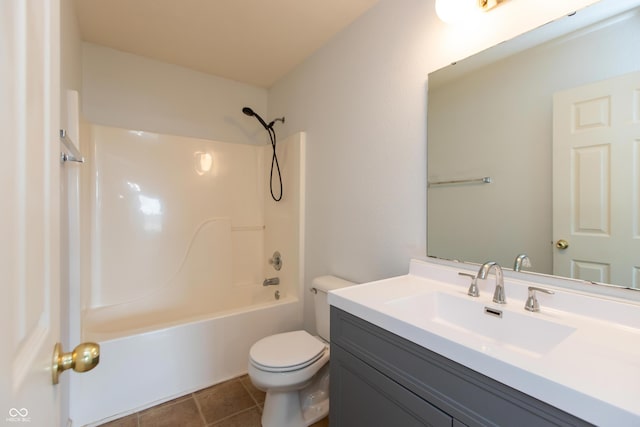 3623 Carroll Farms Dr, Indianapolis, IN 46235 - full bathroom featuring toilet, vanity,  shower combination, and tile patterned flooring