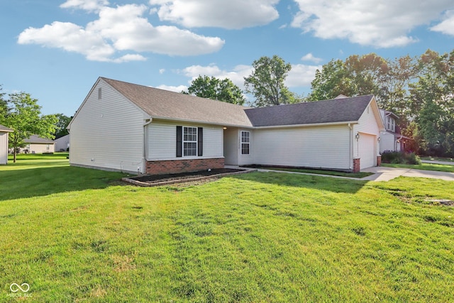 12250 Longstraw Dr, Indianapolis, IN 46236 - single story home featuring brick siding, a front yard, concrete driveway, an attached garage, and a shingled roof