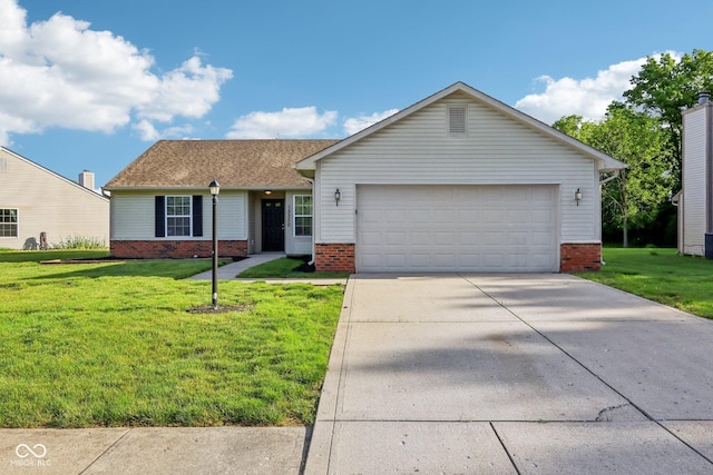 12250 Longstraw Dr, Indianapolis, IN 46236 - single story home featuring brick siding, a front lawn, concrete driveway, and an attached garage