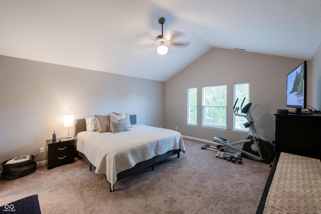 13271 Aquamarine Dr, Carmel, IN 46033 - bedroom featuring vaulted ceiling, carpet floors, and ceiling fan