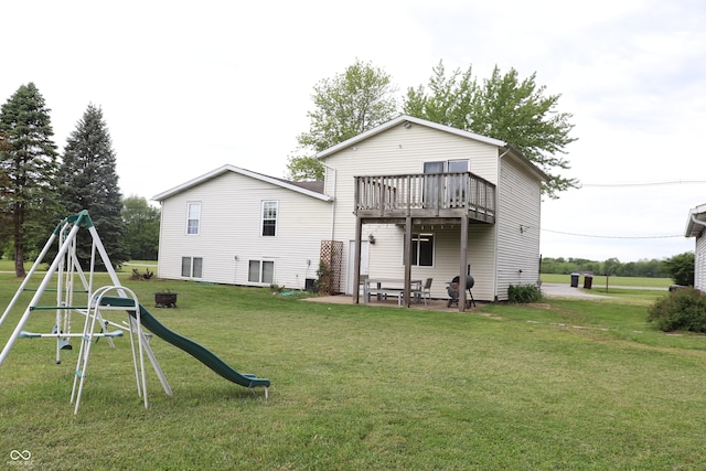 651 N 900 E, Lafayette, IN 47905 - back of house with a yard, a patio area, a playground, and a balcony