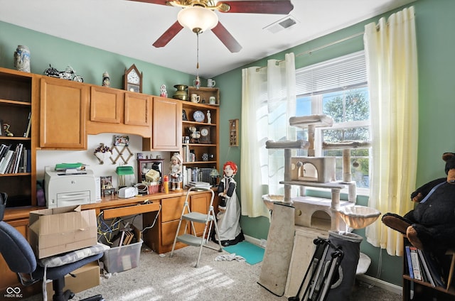 17233 Gunther Blvd Unit 102B, Westfield, IN 46074 - carpeted office featuring ceiling fan and baseboards
