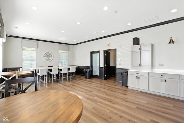 17233 Gunther Blvd Unit 102B, Westfield, IN 46074 - living area with ornamental molding, light wood-type flooring, and recessed lighting