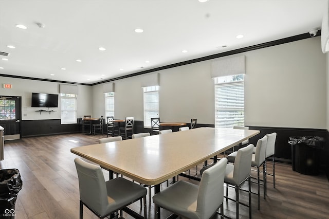 17233 Gunther Blvd Unit 102B, Westfield, IN 46074 - dining room featuring ornamental molding, recessed lighting, and wood finished floors