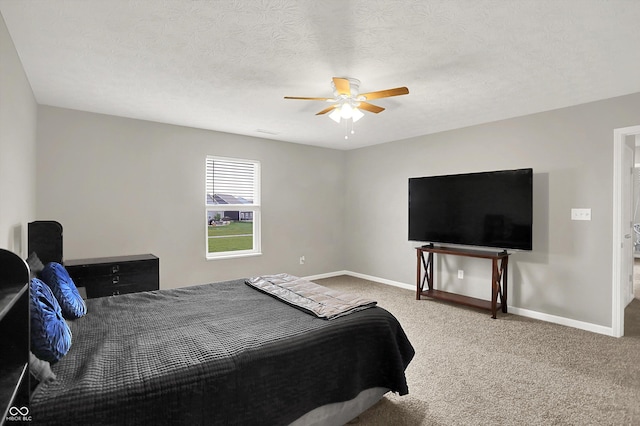 6645 Honeysuckle Way, Pendleton, IN 46064 - bedroom with carpet flooring, baseboards, a ceiling fan, and a textured ceiling