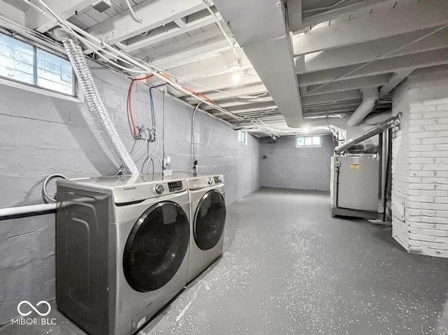 1331 N Berwick Ave, Indianapolis, IN 46222 - washroom with washing machine and clothes dryer and heating unit