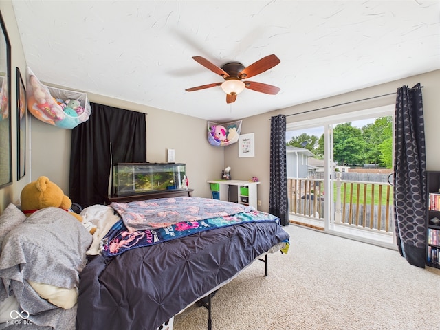 5542 N Olivia Dr, Alexandria, IN 46001 - carpeted bedroom with access to exterior and a ceiling fan