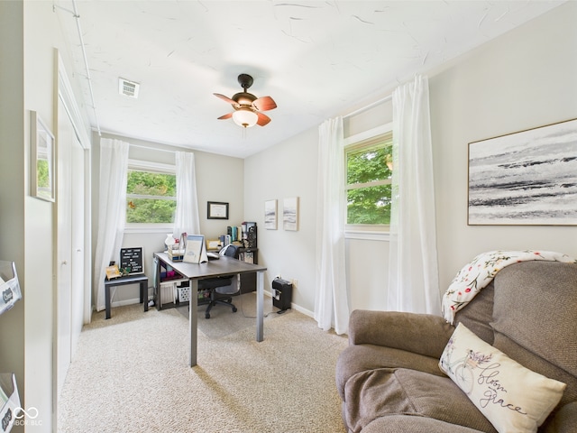 5542 N Olivia Dr, Alexandria, IN 46001 - office space with light colored carpet, healthy amount of natural light, ceiling fan, and baseboards