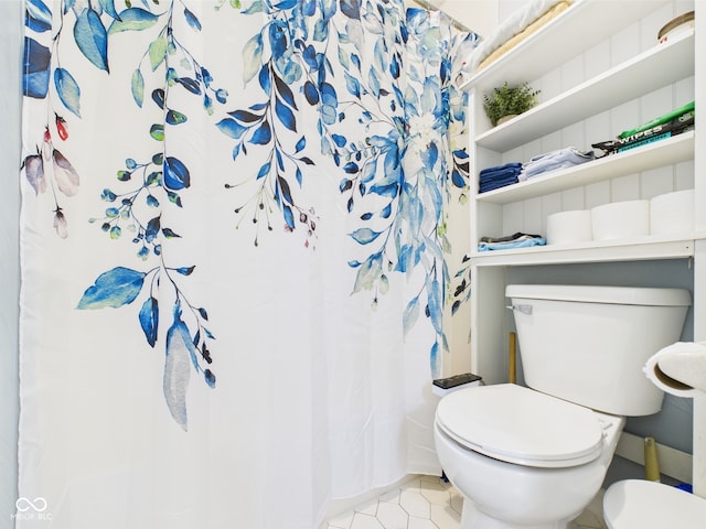 5542 N Olivia Dr, Alexandria, IN 46001 - full bath with toilet, tile patterned flooring, and curtained shower