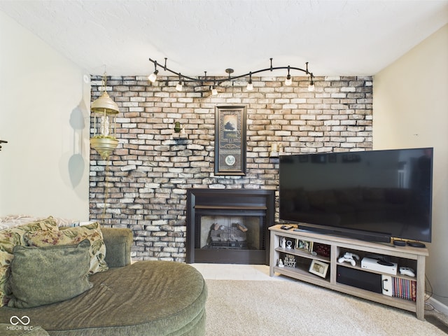 5542 N Olivia Dr, Alexandria, IN 46001 - living room with a fireplace and rail lighting
