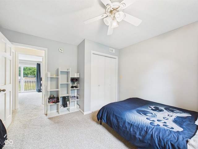 5542 N Olivia Dr, Alexandria, IN 46001 - bedroom featuring carpet, a closet, ceiling fan, and baseboards