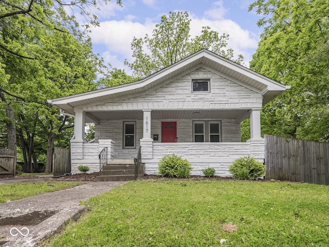 1617 E 52nd St, Indianapolis, IN 46205 - view of front of property with stone siding and covered porch